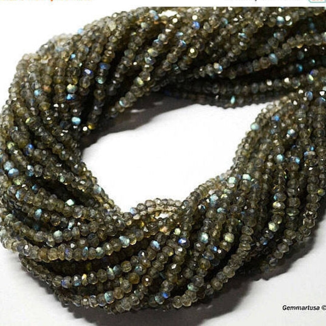 Labradorite Micro Faceted Rondelle 3-4mm 13Inch Length AAAmazing quality 100 Percent Natural (RLLB-70002)